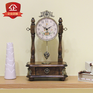 中式木制座钟复古实木座钟，客厅台式摆钟大号，卧室欧式静音钟表
