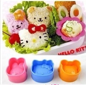 helloKITTY小兔+小熊+小猫饭团寿司模具 一套3个 亲子模型diy