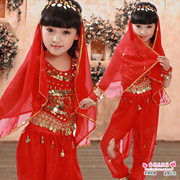 小孩民族新疆舞蹈服装女儿童，印度舞演出服跳舞的衣服，肚皮舞女表演