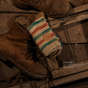 秋季日系原宿风男中筒袜复古美式咔叽粗线棉质潮流扎染条纹长袜子