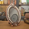 欧式单面镜红铜色，梳妆镜子西洋镜高档珍珠，化妆镜椭圆镜台镜花边镜