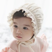 韩国进口有机棉婴儿童帽子公主全棉胎帽女宝宝春秋季防风遮太阳帽