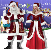 欧美圣诞节男女复古圣诞，裙宫廷长裙情侣圣诞老人，加绒加厚圣诞装