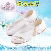 韩版女童皮鞋粉色白色童鞋2021高跟单鞋演出鞋儿童公主表