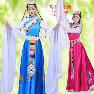 2023藏族舞蹈演出服女成人藏族水袖服装少数民族舞台表演服女