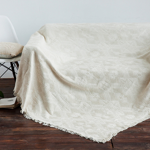 北欧外贸外贸纯棉 休闲毯沙发巾 纯色沙发垫布艺棉沙发罩盖毯