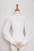 伊丽娅秋款lolita洋装雪纺，修身蕾丝宫廷荷叶，喇叭袖长袖衬衫