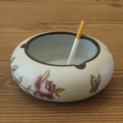 美式田园乡村圆形烟灰缸 陶瓷烟灰缸 欧式复古做旧工艺装饰品摆件