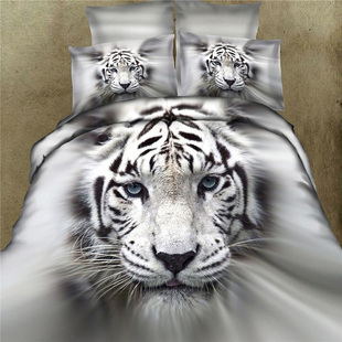 纯棉3D立体卡通动物四件套动漫全棉老虎豹子床单被套双人床品