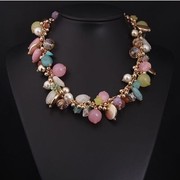 韩国彩色水晶宝石多层短锁骨，装饰项链大牌时尚夸张女饰品