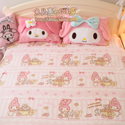 粉色melody美乐蒂法兰绒毯子，柔软夏季空调毯床单毯子