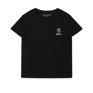 GESIMAO 独立设计 原创t恤 社会人 网红小猪简约黑色短袖学生上衣