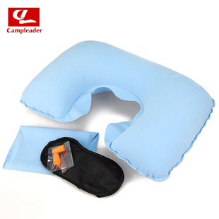 旅游三宝竹炭遮光眼罩，u型充气旅行枕防噪耳塞三件套护颈枕u形