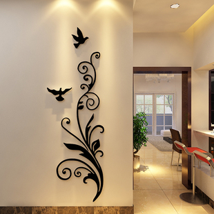 3d亚克力水晶立体墙贴创意幸福鸟客厅，卧室玄关背景墙贴纸贴画