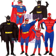 万圣节超人美国队长服装成人儿童，蝙蝠侠服装亲子蜘蛛侠钢铁侠服装