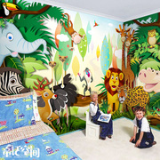 欧式3d墙纸卡通儿童，房卧室电视背景墙森林，无纺布壁纸画动物乐园