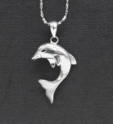 银时代 925纯银饰品 海豚项链吊坠 情人节礼物 海豚挂坠 动物挂坠