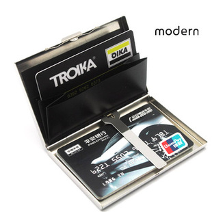 德国modern创意卡盒不锈钢钱夹银行，信用卡夹金属防盗刷卡包钱包(包钱包)