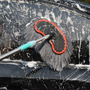 洗车刷子汽车用品长柄，伸缩棉线软毛洗车工具洗车拖把擦车拖把蜡拖