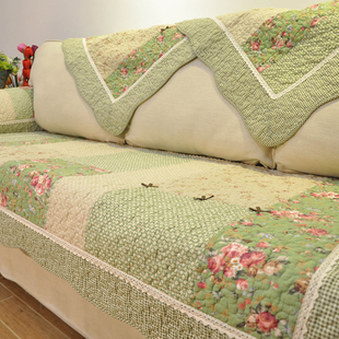绿色时尚田园全棉布艺，防滑沙发垫子纯棉四季通用坐垫靠背巾加厚