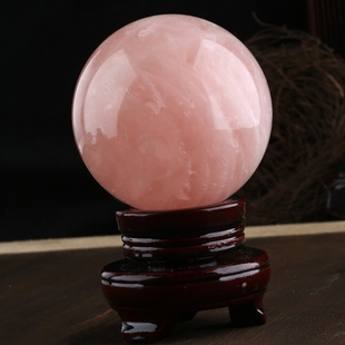 天然粉水晶球摆件粉晶球七星阵摆件