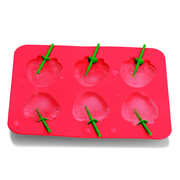 草莓造型带把冰格软创意雪糕模具冰棍盒冰棒模具夏DIY制冰器