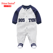 婴儿棒球服纯棉春夏装，0-1岁男宝宝长袖哈衣新生儿，衣外出包脚秋装