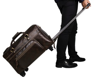 男士手工复古头层牛皮手提单肩旅行箱包真皮拉杆包商务出差行李袋