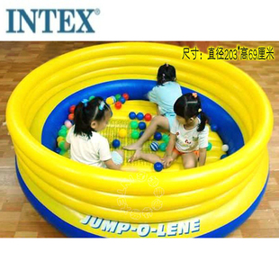 intex儿童宝宝超大厚充冲气蹦跳床跳跳乐海洋球，波波圆池玩具屋