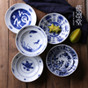 樱花道日本进口食器陶瓷餐具盘子深盘汤盘 中式复古蓝彩青花瓷