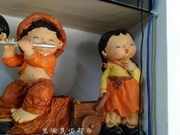 大号娃娃摆件韩式餐厅装饰树脂娃娃农家乐吹电子送福娃家居摆件