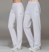 夏季团体白色运动裤男女 纯棉运动长裤情侣薄款透气加大码体操裤