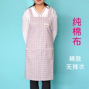 纯棉布格子围裙女士韩版时尚可爱店服成人厨房餐厅防污工作围裙