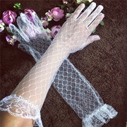 夏季薄款透明网纱新娘，手套加长款婚纱结婚礼服，配件蕾丝长手套