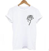速卖通玫瑰花口袋打印女士棉，短袖休闲原宿t恤上衣g111