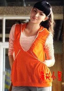 孕妇运动装-L码橙色孕妇运动上衣-孕妇衫5395