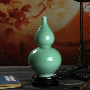 景德镇陶瓷器龙泉青瓷花瓶摆件家居客厅创意时尚工艺品葫芦装饰品