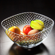 欧洲进口透明玻璃水果盘客厅欧式简约大号果盆果斗干果盘糖果盘子