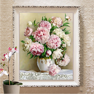 蒙娜丽莎十字绣2024客厅欧式花瓶卧室小幅画花卉简约现代简单