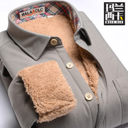 玛兰西卡冬季男士保暖衬衫纯棉灯芯绒商务加絨加厚长袖衬衣潮