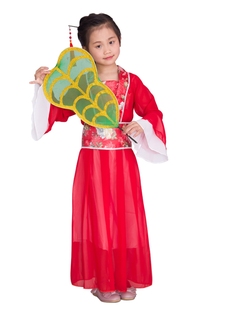 铁扇公主演出服芭蕉扇六一儿童，古装仙女服西游记红色，仙女装公主裙