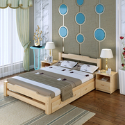 可定制实木床松木床单人双人床，高箱储物床1.8米1.5米床原木清漆床