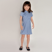 雅童小铺蓝白条纹女童，95棉针织短袖，旗袍连衣裙夏季儿童裙子