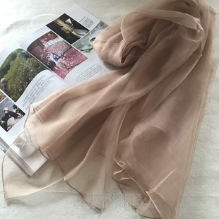 NAMUDOKA独立设计师纯色真丝丝巾100%桑蚕丝围巾披肩两用遮阳百搭