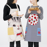 韩版时尚卡通围裙罩衣家用可爱厨房，情侣工作服做饭防油围腰反穿衣