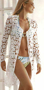定制欧美森女钩花长袖，修身沙滩罩衫，长款外套镂空外套风衣540