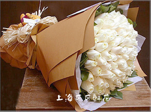 生日鲜花99朵白玫瑰上海鲜花，同城速递长宁杨浦东(杨浦东)闵行金山花店送花