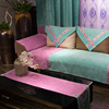 粉紫粉绿平绒田园，古典布艺沙发巾沙发垫靠背，巾扶手巾定制扶手