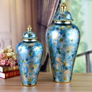 陶瓷器储物罐大号罐子欧式创意将军罐软装家居饰品客厅样板房摆件