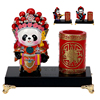 创意陶瓷工艺品京剧熊猫书房办公桌笔筒装饰摆件中国风商务